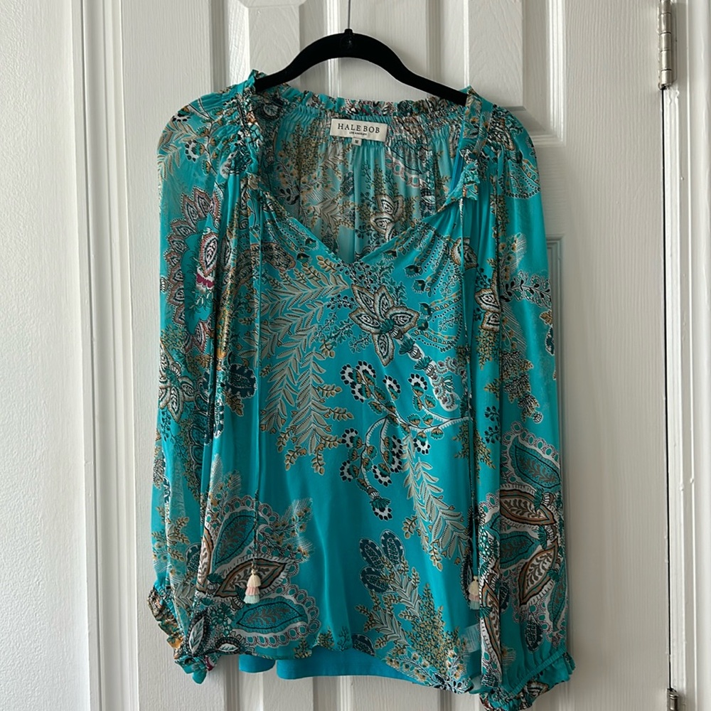 Hale Bob long sleeve paisley blouse with tank